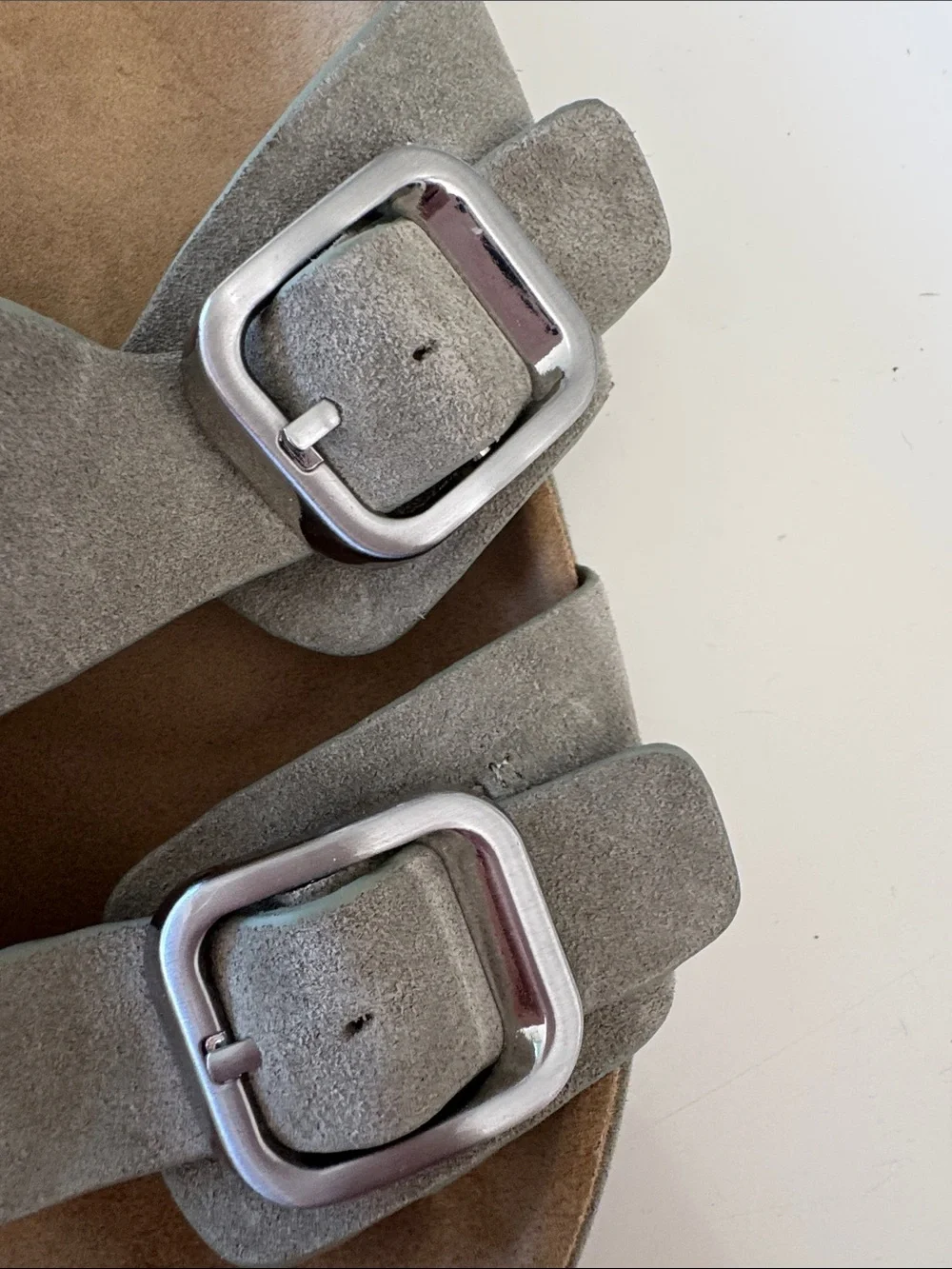 Zara Taupe  Suede Double Buckle Slide Sandals - size 39 - Picture 8 of 8